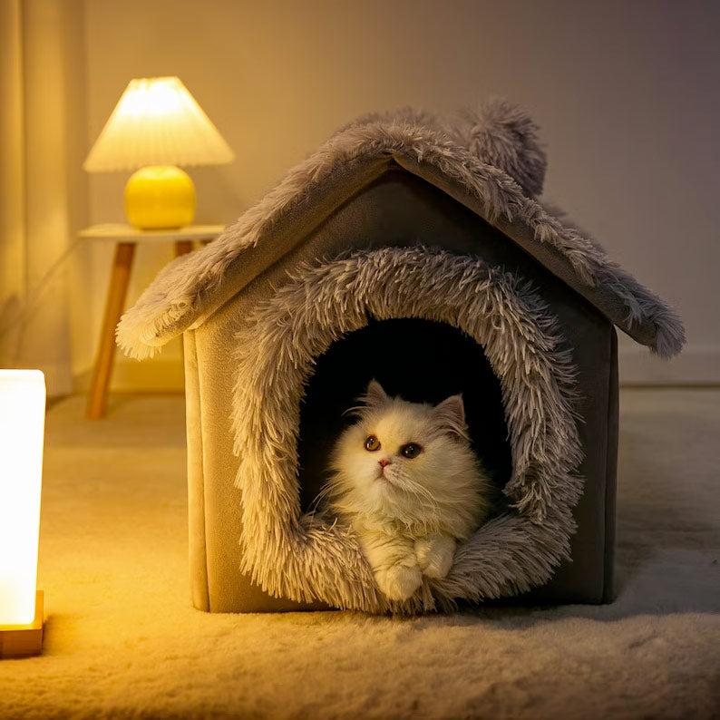 Cat in cozy bed