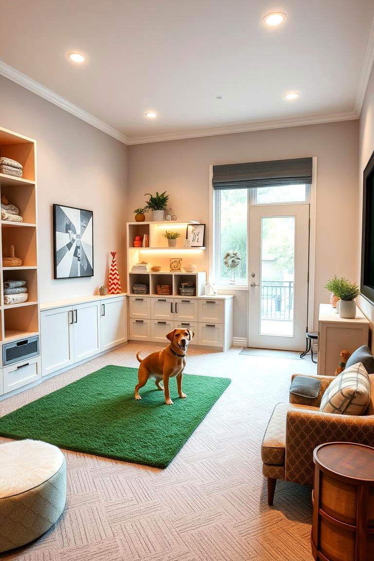 Golden retriever in modern home